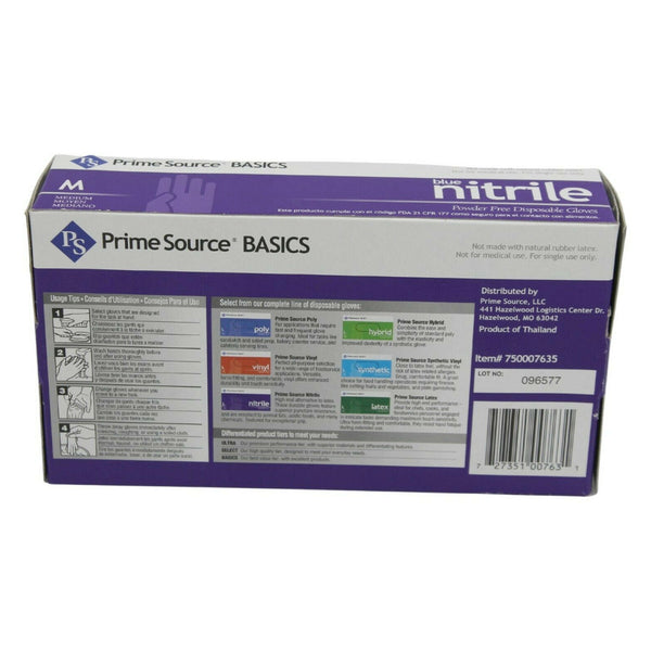 Blue Nitrile Gloves Powder-Free Prime Source Basics - Case of 1000, Large