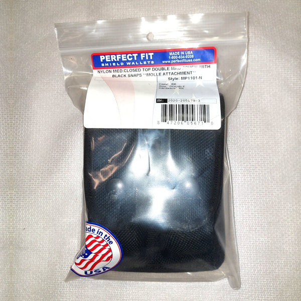 Perfect Fit Nylon Medium Closed Top  Double Mag Pouch w/ Black Snaps MP1101-N